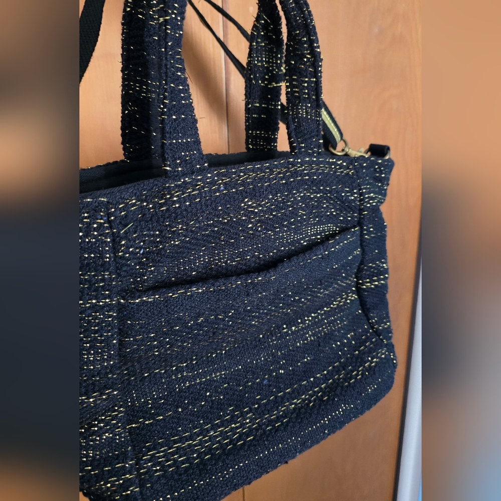America & Beyond Boho Black Floral Embroidered Beaded Mini Tote Bag - Picture 10 of 10